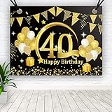 BOYATONG Geburtstag Dekoration Schwarz Gold, Extra Große Stoff Schild Poster zum (40 Jahre Geburtstag Dekoration)
