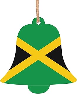Flag of Jamaica Printed Wooden Bell Ornaments - 6-Piece Set. Suitable for Decorating Christmas Trees, Walls, Doors, and Windows.