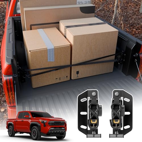 Maxzina Retractable Ratchet Straps Compatible with 2022-2025 2026 Toyota Tundra Retracting Straps 2PCS Auto Retract Securing Strap Tie Down System for 2024 Tundra Accessories