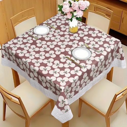 Image of Dakshya Industries PVC Waterproof Square Table Cover 48x48 Inch for 4 Seater Dining Table | Floral Printed Oilproof Stain Resistant Washable Plastic Table Cover, English