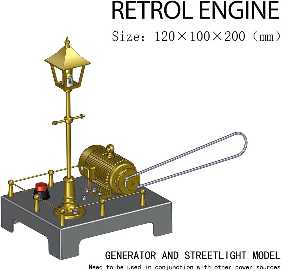 Retrol SE-01 Full Metal Beam Steam Engine Model Kit, with Horizontal Boiler & Mini Steam Generator and Lamp Scene Model, Vertical Boiler Steam Engine That Runs for Adults