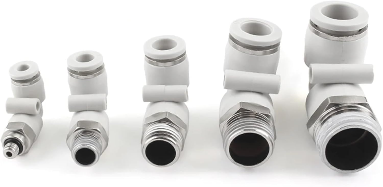 1pcs PL Pneumatic Quick Coupling PU Pipe Air Hose 4 6 8 10 12mm White L-type Brass External Thread PT1/4 "1/2" 1/8 "3/8" PL6-M5(PL4-M5)