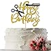 INNORU Barber Themed Happy Birthday Cake Topper - Haircut Sign Birthday Party Decor - Kids Adults Birthday Party Decorations Supplies, 1st Birthday Party Photo Props Gold Glitter