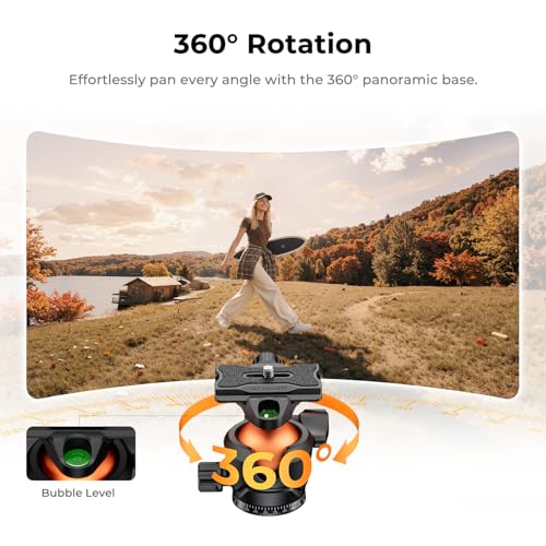 Image of K&F CONCEPT 63 inch Aluminum Travel Tripod for Camera /Phone | 2.6lb Compact with Arca Ball Head, 22lb Max Load Heavy Duty for DSLR /Mirrorless /iPhone Video, A305A1+BH-40