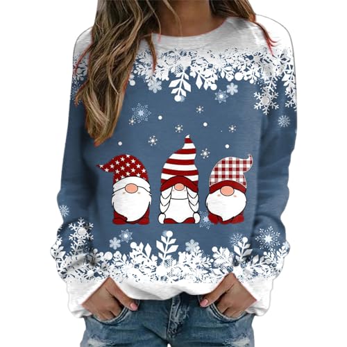 Sweatshirts femme pull bleu taille S manches longues col rond chemisier décontracté