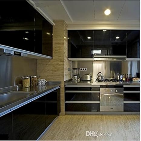 Amazon 1 モダンなキッチン食器棚 Diy 黒壁紙ロールセルフ前者のビニール壁紙家具ステッカー化粧フィルムお問い合わせ用紙 ウォールステッカー オンライン通販