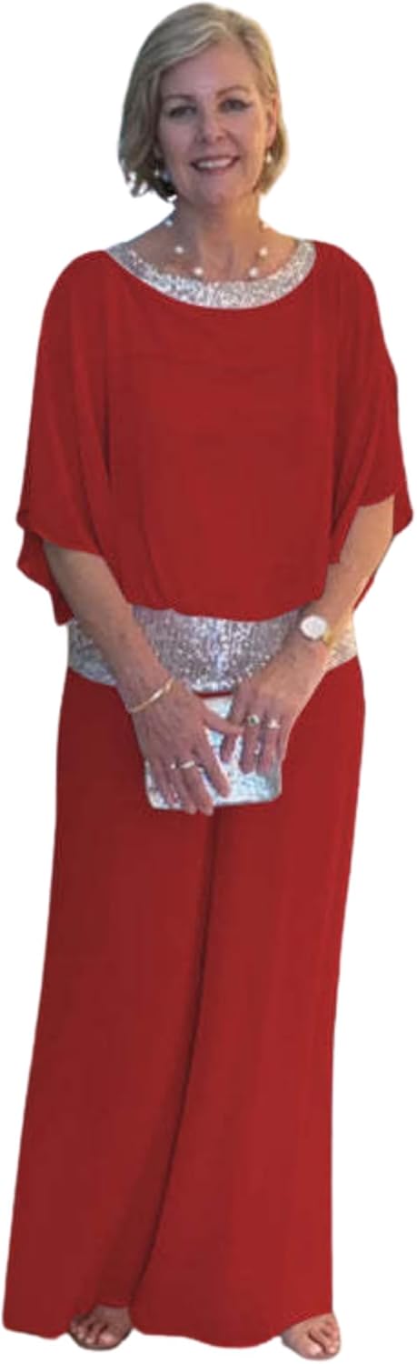 BIVENANT Womens Sequin 2 Piece Wedding Guest Pant Loose Formal Pantsuit for Women Suits for Ladies