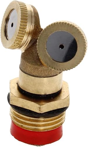 Miniatura 1 de MroMax Boquilla rociadora de nebulización, latón 12BSPF 2 agujeros para rociadores de jardín, conector de riego con malla de filtro, 1 unidad