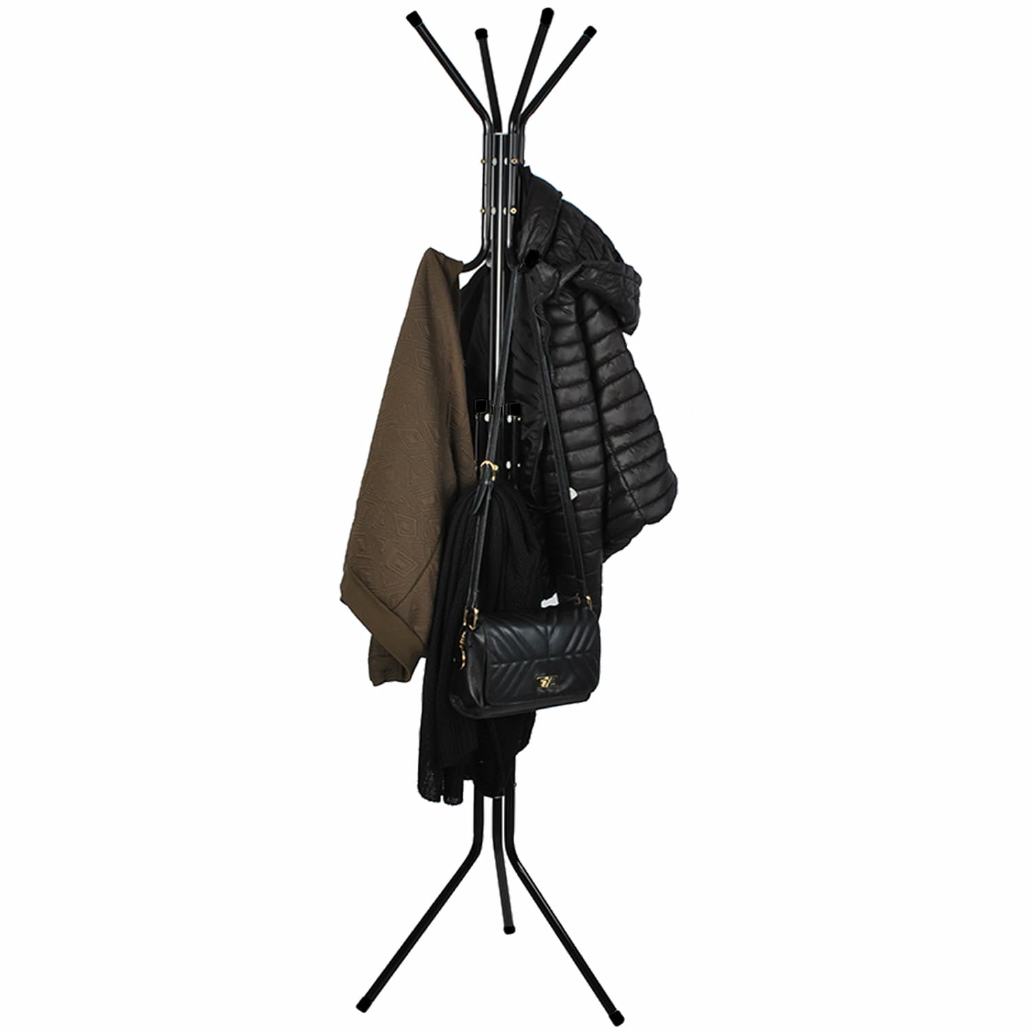 Ruhhy Appendiabiti a 12 ganci, 3 livelli, 175 cm, per giacche, cappotti, sciarpe, borse, cappelli, metallo nero/bianco 23814, colore: nero/bianco