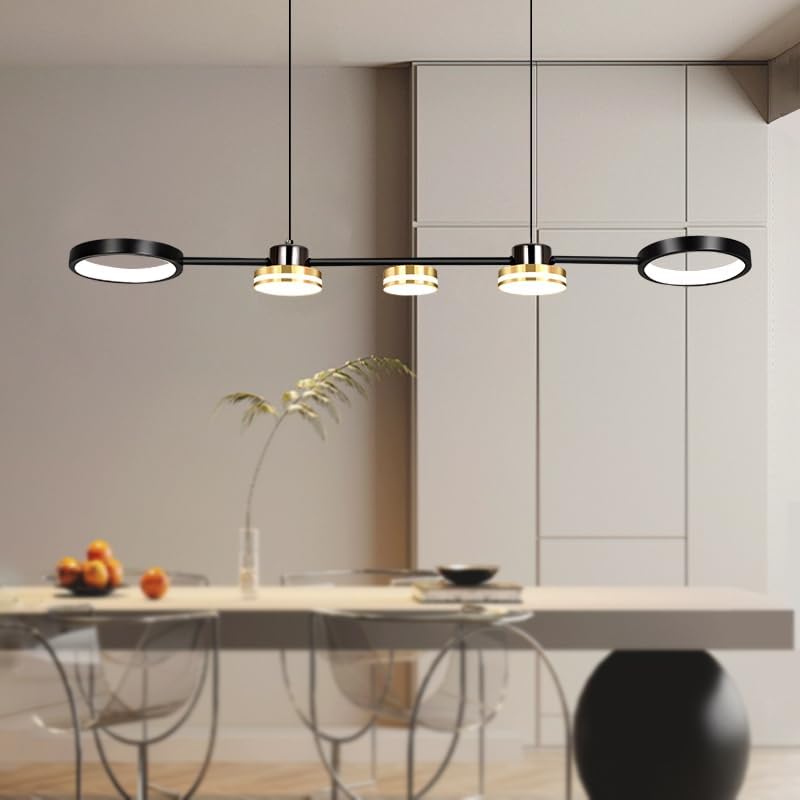 Modern Pendant Lights Hanging Lamp Long Linear Chandelier Table LED Kitchen Island Lighting for Dining Living Room Office Light,for Bedroom