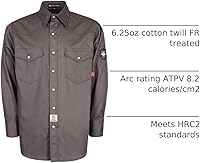 Vista 72 de BOCOMAL FR Shirts 6.25oz Camisas de soldadura ligeras Camiseta ignífuga para hombre ignífuga Gris