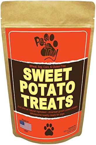American Sweet Potato Dog Treats - Suitable Diabetic Dog Treats - Made in USA - One 100% Natural Ingriedient - Gluten Free Dog Treats, No Preservatives - Just Healthy Sweet Potato - 8oz Bag