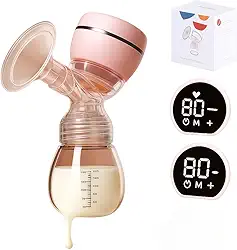 Bomba de Tirar Leite Automática Elétrica Portátil Protetor de Mama de Silicone 22mm, 180ml, Mãos Livres, Livre de BPA com Tela LED manual, 2 Modos e 9 Níveis de Sucção, Baixo Ruído Premium