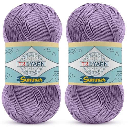 Image of Yarn for Crocheting & Knitting - 2 Skeins (2x383 Yds) (105622 - Aster Flower) - 100% Microfiber Acrylic for Craft Projects