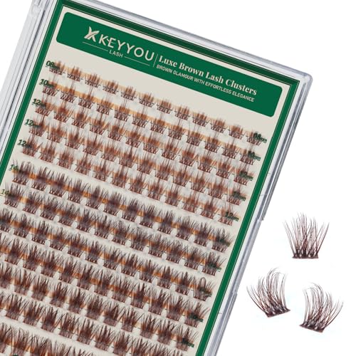 Image of KEYYOU Brown Lash Clusters Light Wispy D Curl Individual Lashes 8-18mm MIX