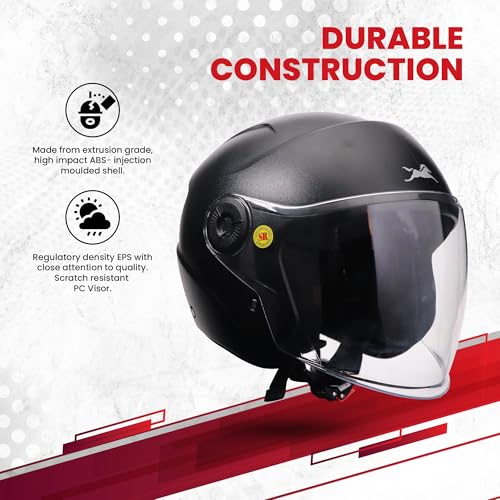 Image of TVS ACE ISI Certified Open face Unisex Helmet with Full Coverage Visor