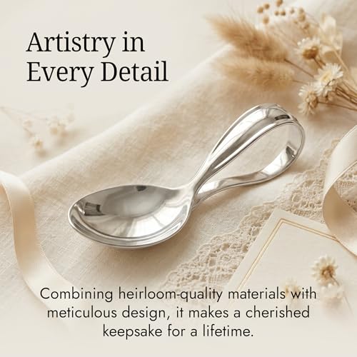 Image of Curved 925 Sterling Silver Baby Feeding Spoon | Food grade, engravable, gift boxed, baby shower, christening