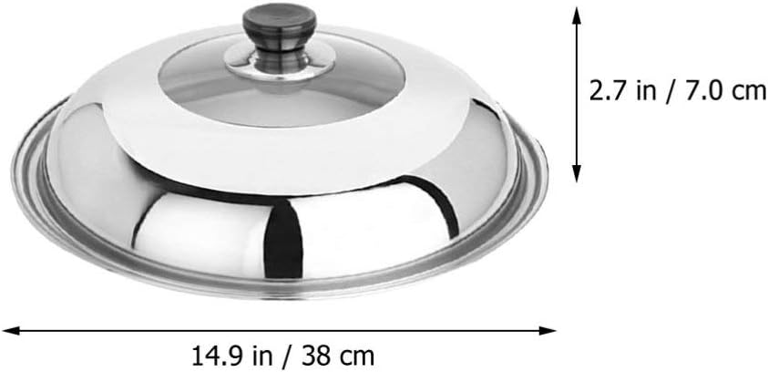 Yardwe Stainless Steel Universal Lid Pots and Pans Cover Replacement for Frying Pan and Cookware 38CM