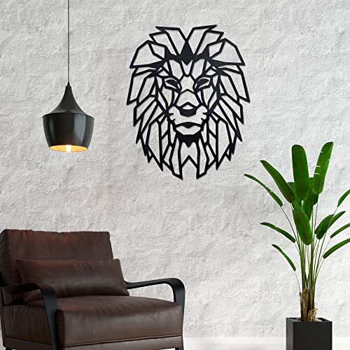 Image of METSY Wall Decor Graphical Lion Face Art | Metal Wall Art | Wall Hangings for Home Decoration | (48x38cm) Crafted with Laser Cutting, Black Powder Coated For Living room, Bedroom, Hallways
