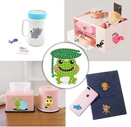 Image of YellowCult 5D DIY Diamond Painting Craft Kits for Kids, 9 PCS Cartoon Stickers, Stick Paint with Diamonds by Numbers, [Cute Insects & Bird Theme],