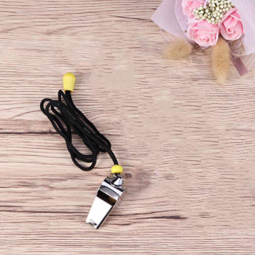 Apitos de árbitro de metal LIOOBO 4 peças de aço inoxidável com cordão para oficiais de treinadores