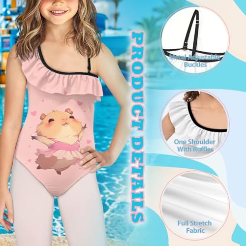 Image of Girls Swimsuit One Piece Ruffle Swimsuit Non-Slip Straps UPF 50+ for Girls Size 3-14 Years