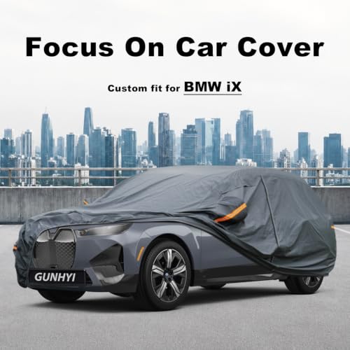 Image of GUNHYI Premium Car Cover Custom Fit BMW iX, 16 Layers Heavy Duty Car Cover Waterproof All Weather with Zipper Door for Sun Rain Snow Dust Uv Protection