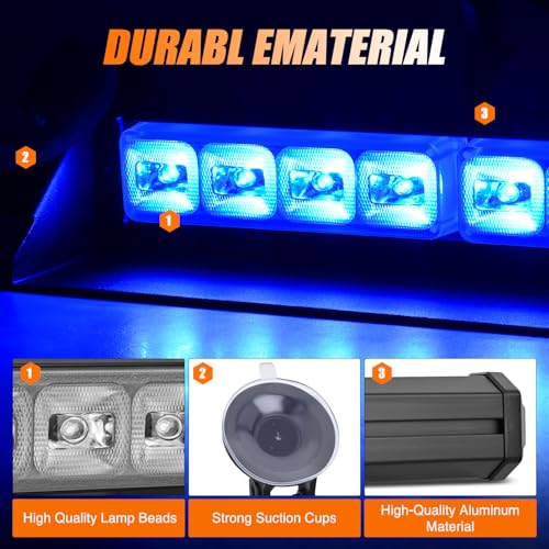 Image of Nilight 8LED Blue Traffic Advisor Strobe Light Bar Hazard Safety