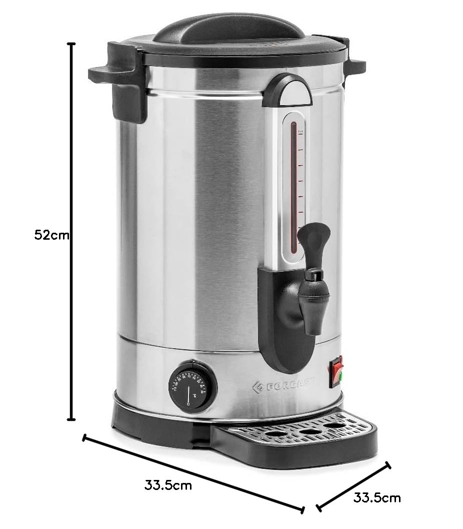 Erogatore di Acqua Calda 15 Litri, Acciaio Inox, Bollitore Acqua Professionale con Rubinetto, Distributore Macchina per Bevande Calde, Tè, per Hotel, Catering, Ristoranti, 1600 W