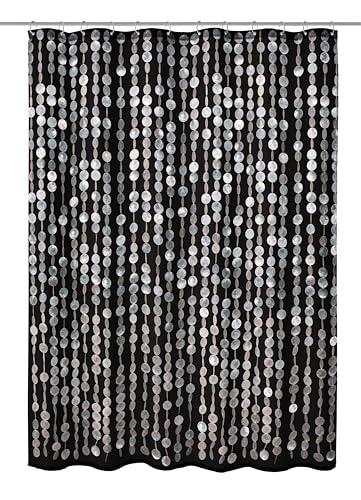 Kleine Wolke Textil-Duschvorhang Perla in Schwarz mit 180x200 cm