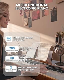 STRICH Digital Piano 88 Keys, Hammer-Action Weighted Keyboard, Full size Electric Piano Keyboard with Stand, 25Wx2 Speakers, Supports USB-MIDI/Wireless Connecting SDP-300S(Furniture Style)