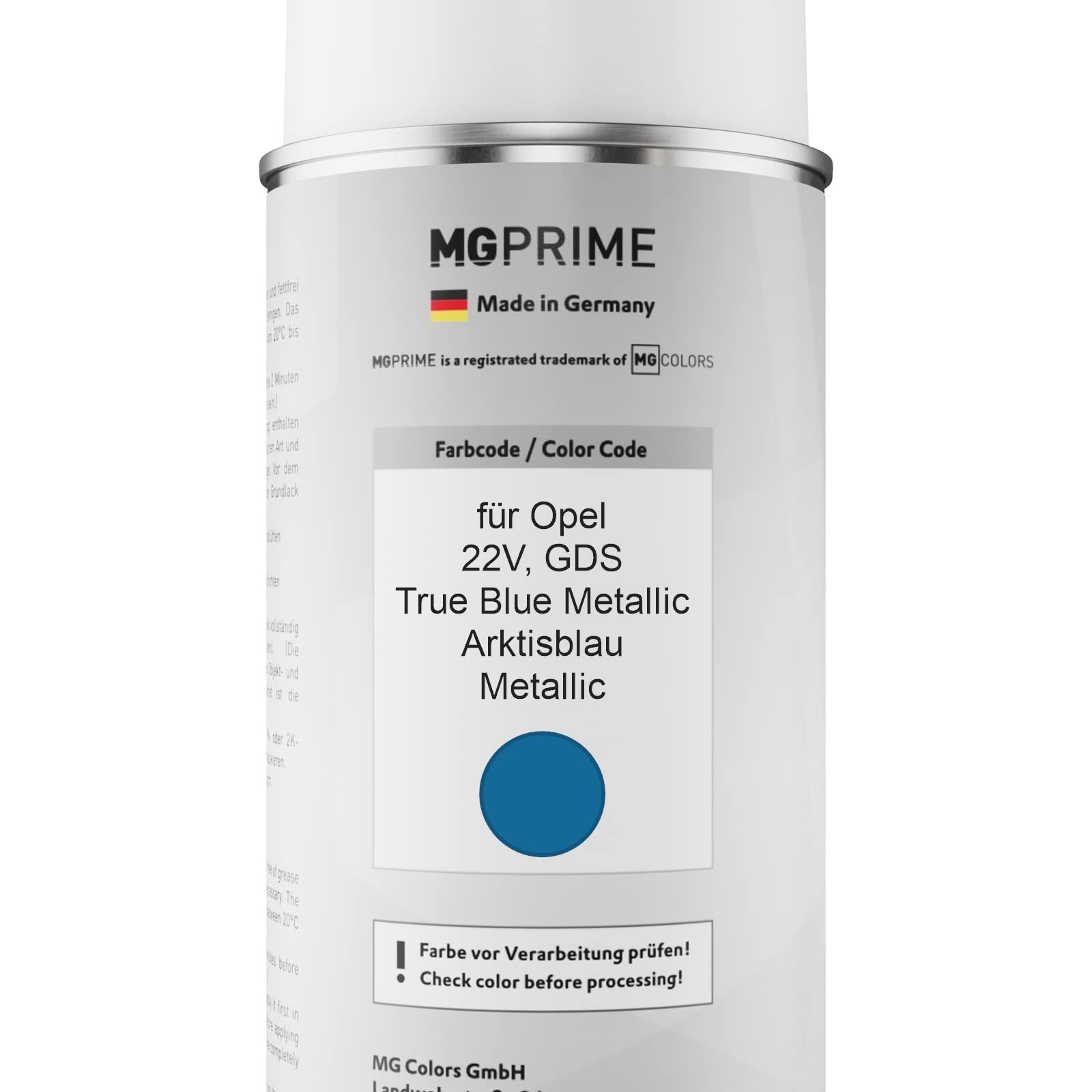 MG PRIME Peinture Voiture Bombe Aérosol Pour Opel 201 / 22L Heliosblau