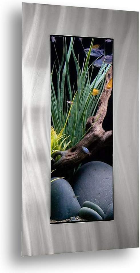 AA-VERTICALI-BSILVER 2.0 Wall Mounted Aquarium, Brushed Silver