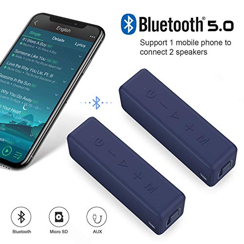Bluetooth Speakers - Vanzon X5 Pro Portable Wireless Speaker V5.0 with 20W Loud Stereo Sound, TWS, IPX7 Waterproof & 24H Playtime, Suitable for Home, Travel and Outdoors - Thumbnail 4