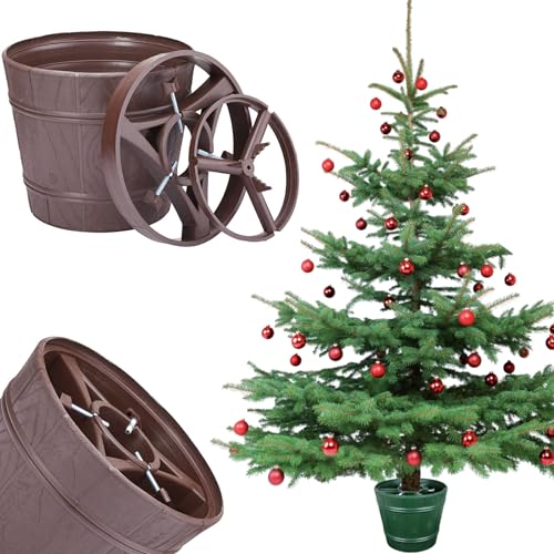 Planet - Soporte para árbol de Navidad, diámetro 34,5 cm, Color marrón