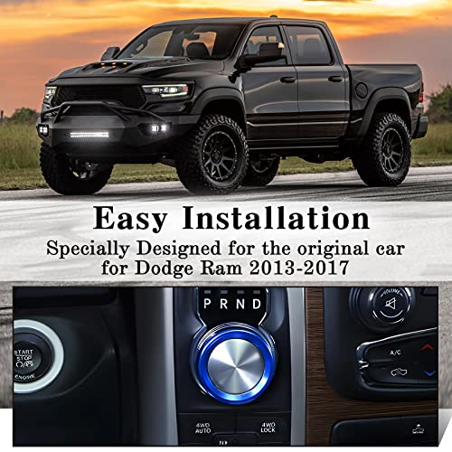 Auprite Gear Shift Switch Knob Cover For 2013-2017 Ram, Car Interior Decorated Button Knob Covers, Aluminum Alloy Blue,1Pcs #TOP4