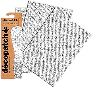 Décopatch - Ref C468O - Music Notes Paper Paper Pack - Each Sheet 30 x 40cm, Pack of 3 Paper Sheets - Best Used With Décopach Glue & Varnish, Black & WHite