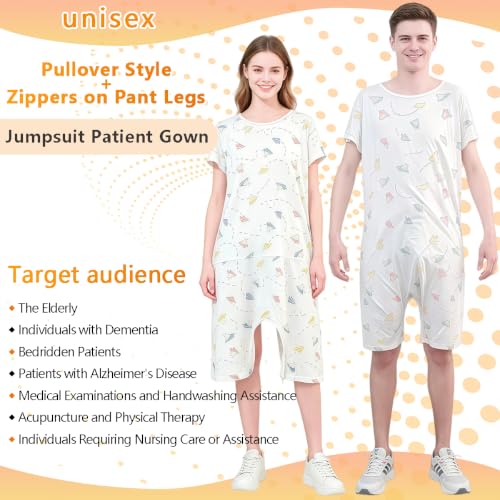 Image of Unisex Anti-Strip Adaptive Jumpsuit with Back-Zipper,One-piece Short-Sleeved Trousers,Suitable for Dementia Patient,Seniors,Alzheimer's Patients,Incontinence Care