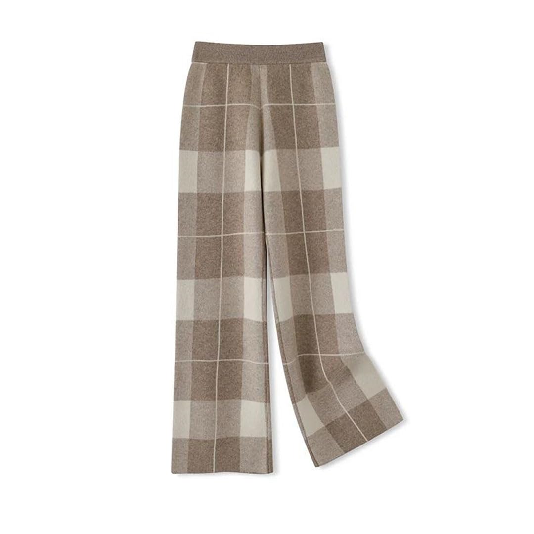 Pantalones Anchos de Lana for Mujer, con Estampado de Cuadros, Suaves, Informales y Cómodos for Otoño e Invierno
