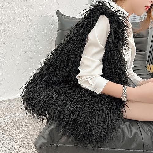 Image of Aisi Women Faux Fur Tote Bag Fluffy Plush Shoulder Bags Soft Casual Hobo Bag Big Capacity Shopping Bag