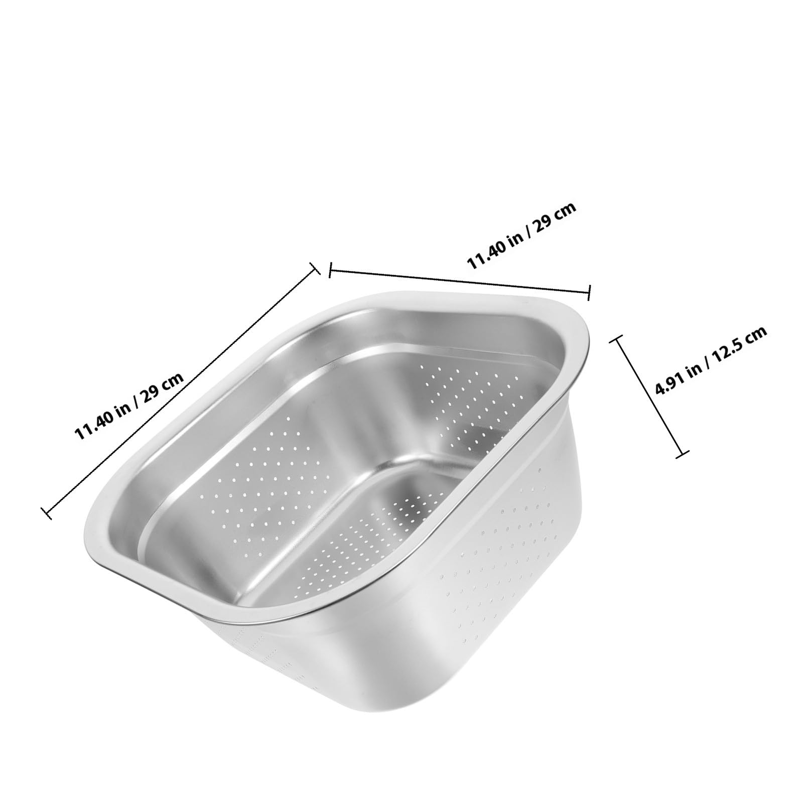 Colador de Acero Inoxidable Malla Fina y Gran Capacidad para Escurrir Verduras y Frutas en Cocina, Lavabo Cuadrado de 30 CM para Uso Doméstico y Profesional