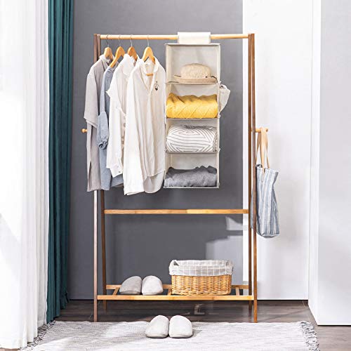 YOUDENOVA Hängeregal Stabiler Hängeorganizer Kleiderschrank Organizer Hängeaufbewahrung Schrankorganizer mit Bambus-Stöcke und MDF-Platten… – Ansicht 2