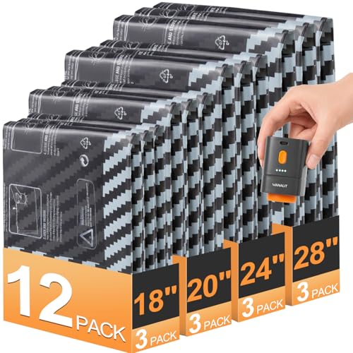 Vacuum Storage Bags for Travel with Rechargeable Pump, Carry on Size Compression Packing Cubes for Luggage and Suitcase, Space Saver Vacuum Seal Bags for Clothing and Clothes, 12 Combo, 4 Travel Sizes by WANALIT - Used condition - US$22.88