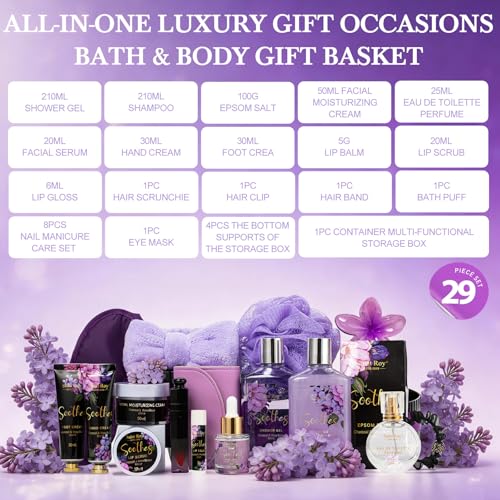 Image of Mothers Day Gifts for Women, 26 Pcs Spa Kit, Spa Gift Set, CHARCOAL & SHEA BUTTER Bath & Body Gift Makeup Organizer, Spa Gift Basket, Face Skin Care Kit, Lip Self-Care, Serum, Birthday, Christmas
