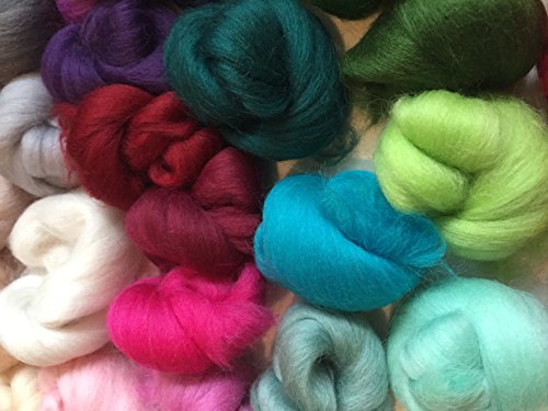 Molten Designs 40 Colour Pack of Merino Wool Tops for Needle/Wet Felting Approx 120 GMS
