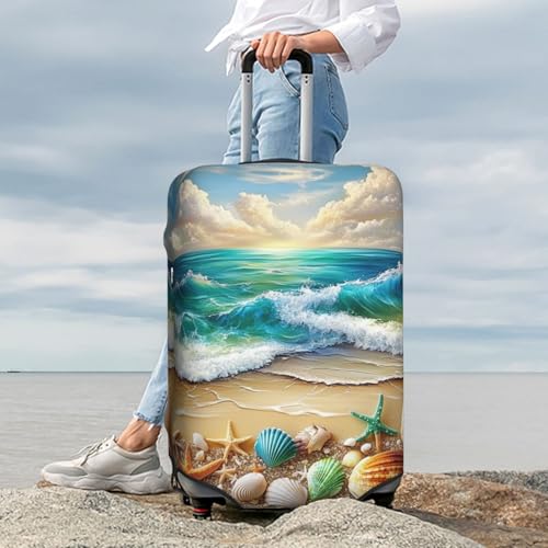 Beach Waves Seashells Luggage Cover Suitcase Cover Protector Travel Suitcase Cover4