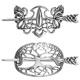 WILLBOND 2 Pcs Viking Hair Accessories Hair Clips Celtic Knot Hairpin Triangle Slides Minimalist Charms Silver Vintage Metal Barrette Jewelry Style for Women Girls Ladies (Vintage)