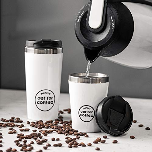 Pioneer Flasks CMG300R Taza de Viaje, 0.3 litros, Acero Inoxidable, Blanco - Imagen 3