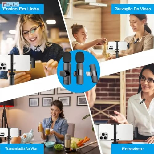 Microfone Lapela Sem Fio Profissional Omnidirecional para iPhone, iPad - Microfone Wireless Condensa