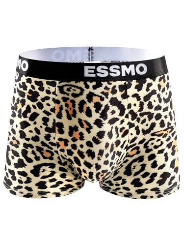 Mens Boxer Briefs Regular Long Casual 4 Way Stretch Leopard Print Soft Underwear for Men 5 Pack3